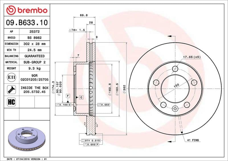 Brake Disc PRIME LINE 09.B633.10 - image 3