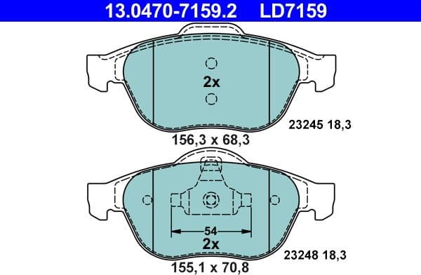 Brake Pad Set, disc brake ATE Ceramic 13.0470-7159.2 - image 2