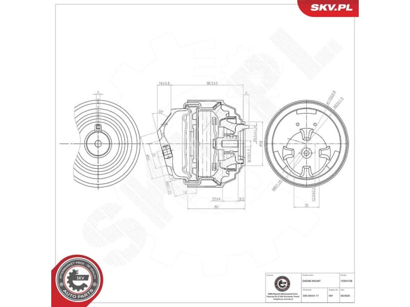 Mounting, engine 75SKV128
