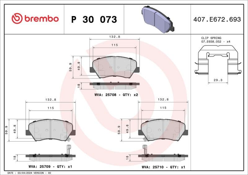 Brake pads front, Top Quality P30073 - image 3