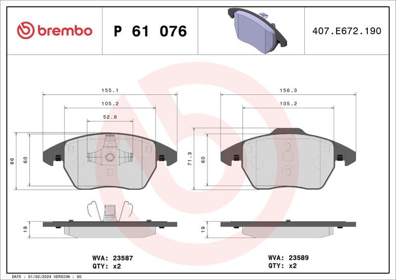 Brake pads front, Top Quality P61076 - image 3