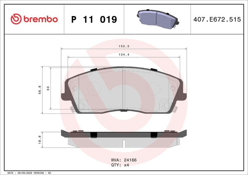 Brake Pad Set, disc brake PRIME LINE P11019 - image 3