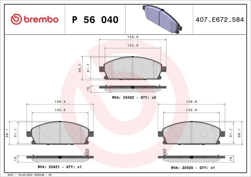 Brake pads front, Top Quality P56040 - image 3
