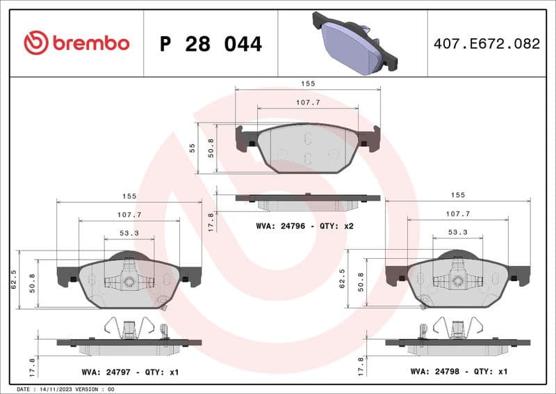 Brake Pad Set, disc brake XTRA LINE P28044X - image 3