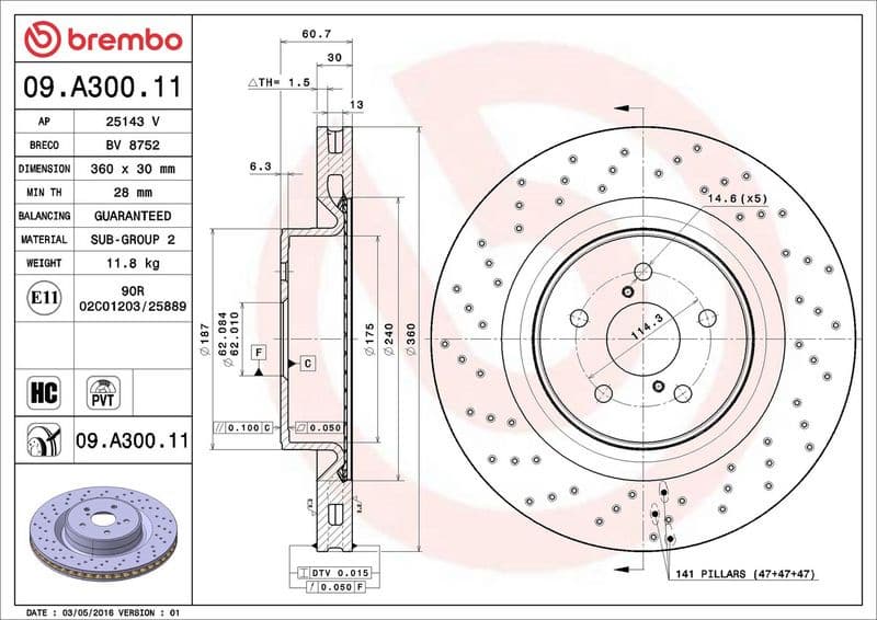 Brake Disc PRIME LINE - UV Coated 09.A300.11 - image 3