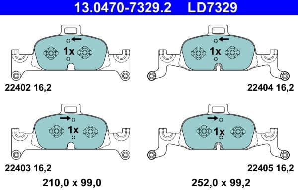 Brake Pad Set, disc brake ATE Ceramic 13.0470-7329.2 - image 2