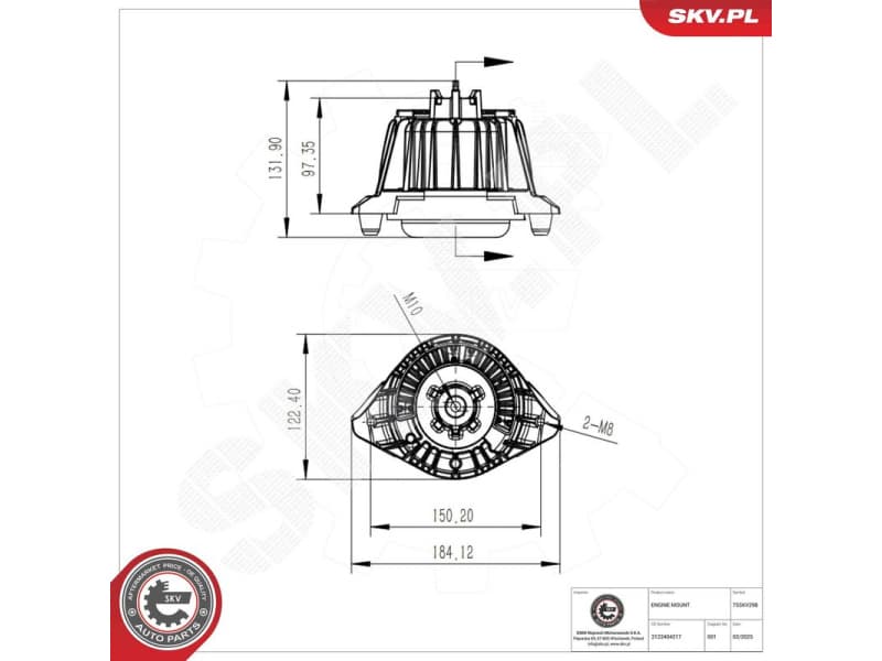 Mounting, engine 75SKV298