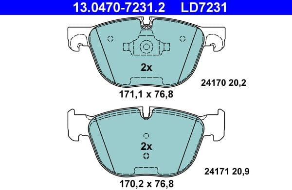 Brake Pad Set, disc brake ATE Ceramic 13.0470-7231.2 - image 2