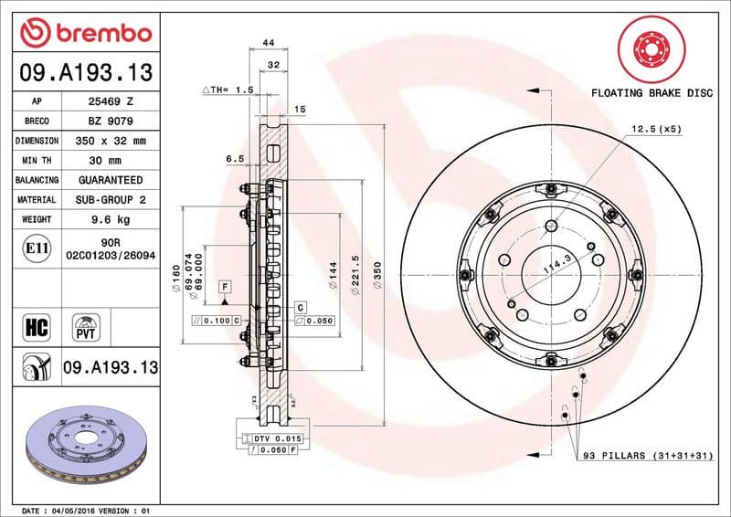 Brake Disc PRIME LINE - Floating 09.A193.13 - image 4