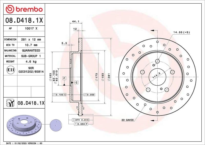 Brake Disc XTRA LINE - Xtra 08.D418.1X - image 2