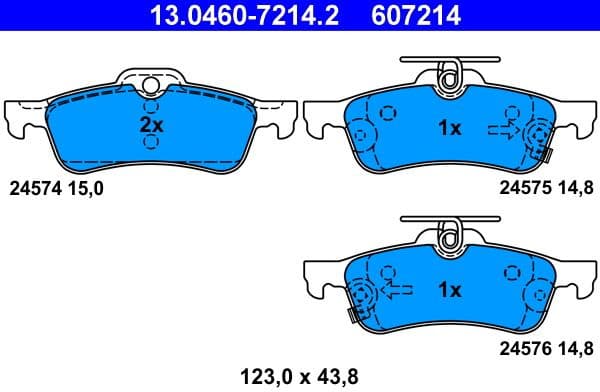 Brake Pad Set, disc brake 13.0460-7214.2 - image 2