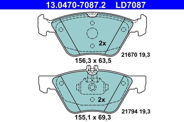Brake Pad Set, disc brake ATE Ceramic 13.0470-7087.2 - image 2