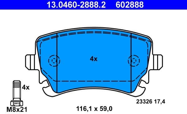 Brake Pad Set, disc brake 13.0460-2888.2 - image 2