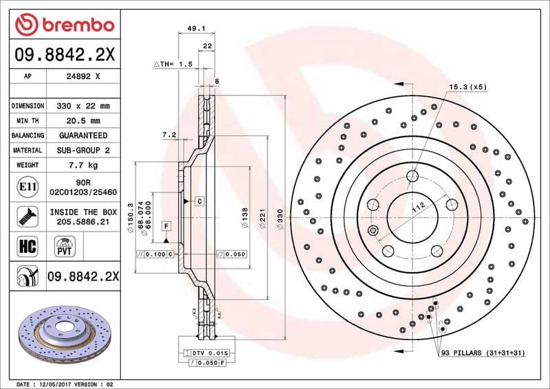 Brake Disc XTRA LINE - Xtra 09.8842.2X - image 2