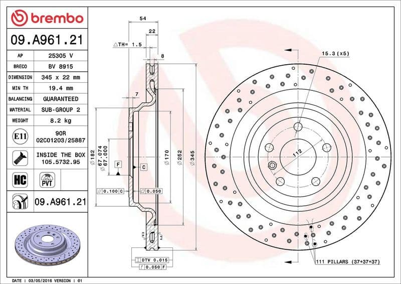 Brake Disc PRIME LINE - UV Coated 09.A961.21 - image 3