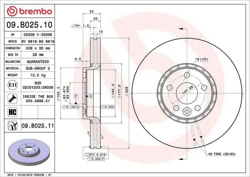 Brake Disc PRIME LINE - UV Coated 09.B025.11 - image 3