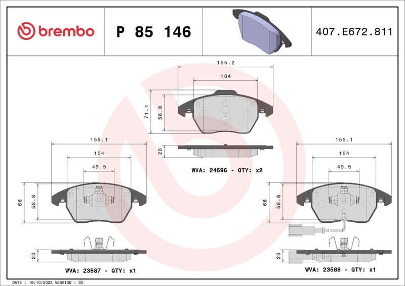 Brake Pad Set, disc brake XTRA LINE P85146X - image 3