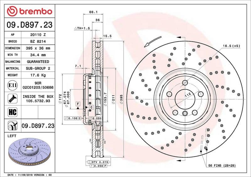 Brake Disc PRIME LINE - Composite 09.D897.23 - image 2
