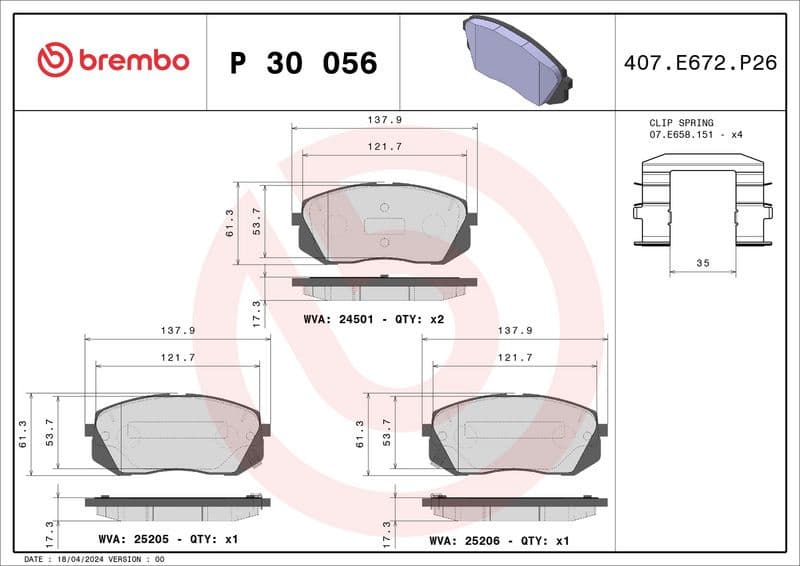 Brake Pad Set, disc brake XTRA LINE P30056X - image 3