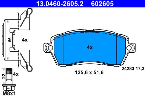 Brake Pad Set, disc brake 13.0460-2605.2 - image 2