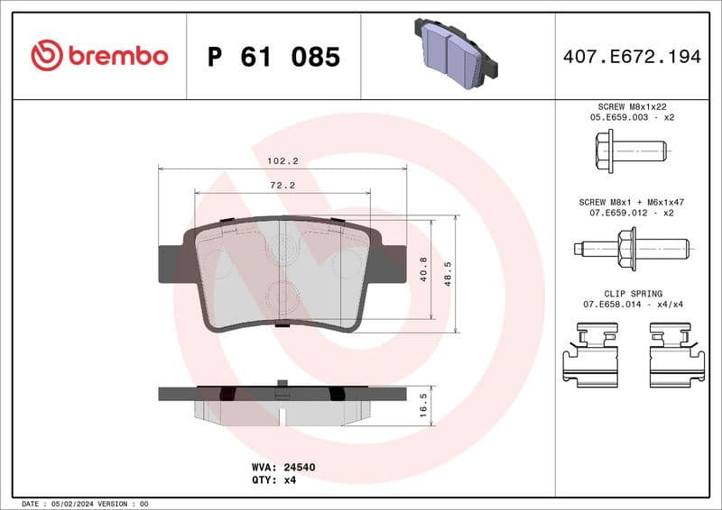 Brake pads rear, Top Quality P61085 - image 3