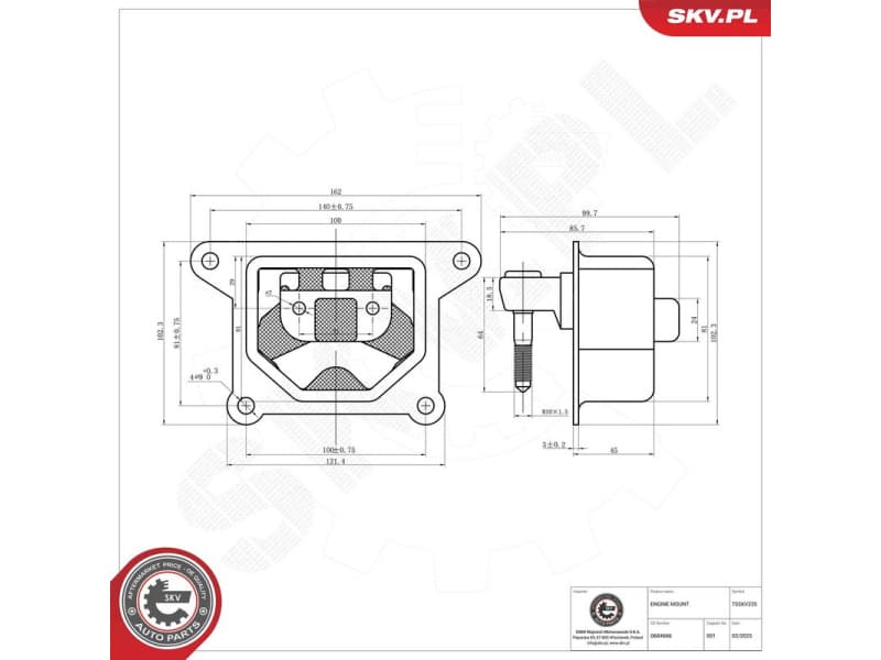 Mounting, engine 75SKV235
