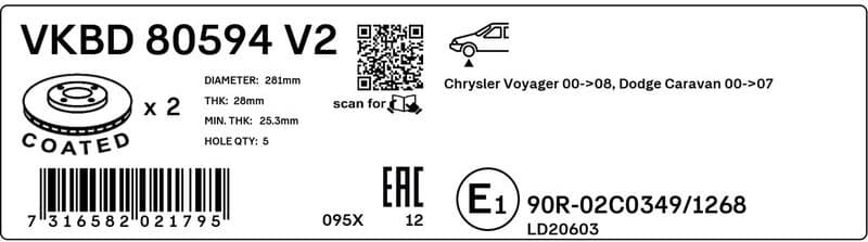 Brake Disc VKBD 80594 V2 - image 3