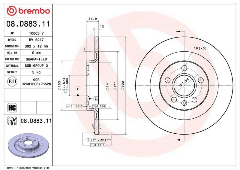 Brake Disc PRIME LINE - UV Coated 08.D883.11 - image 2