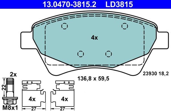 Brake Pad Set, disc brake ATE Ceramic 13.0470-3815.2 - image 3