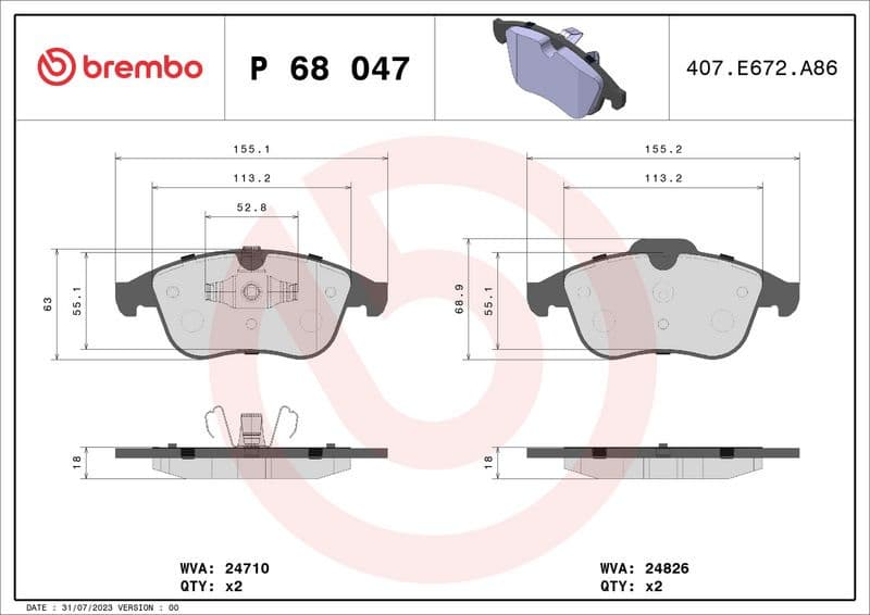 Brake Pad Set, disc brake XTRA LINE P68047X - image 3