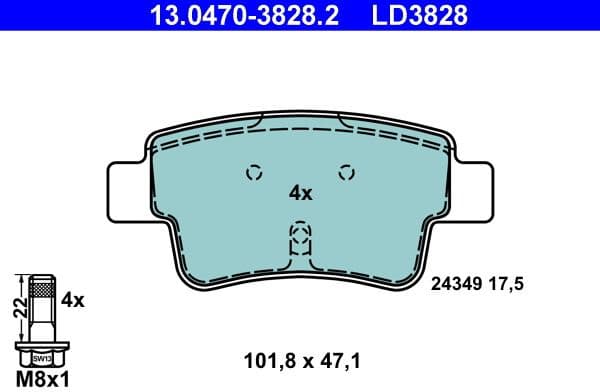 Brake Pad Set, disc brake ATE Ceramic 13.0470-3828.2 - image 2