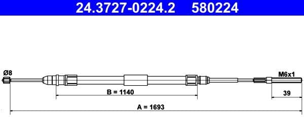 Cable Pull, parking brake 24.3727-0224.2 - image 2