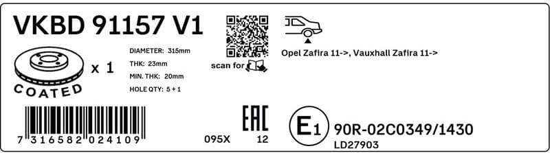 Brake Disc VKBD 91157 V1 - image 3