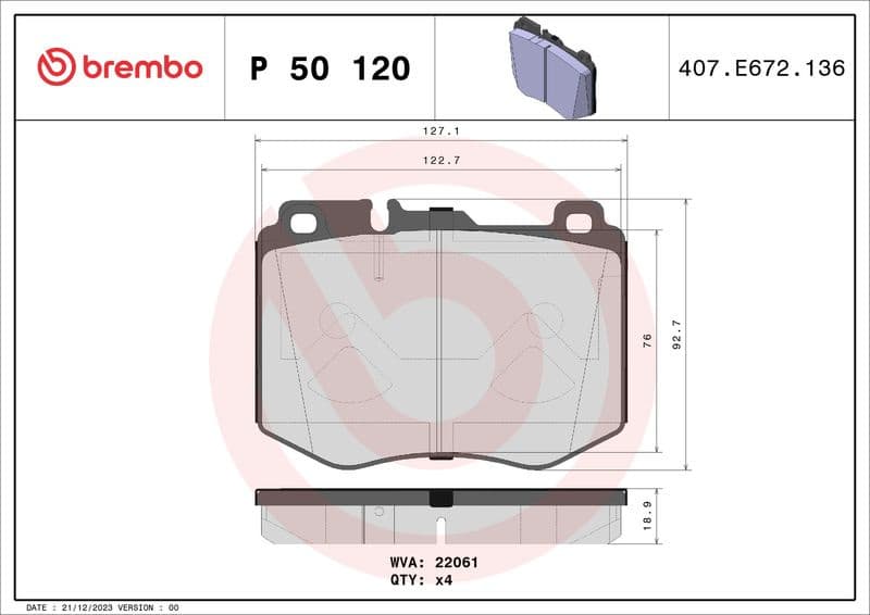 Brake pads front, Top Quality P50120 - image 3