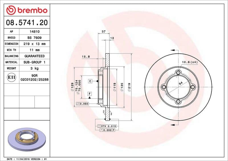 Brake Disc PRIME LINE 08.5741.20 - image 3