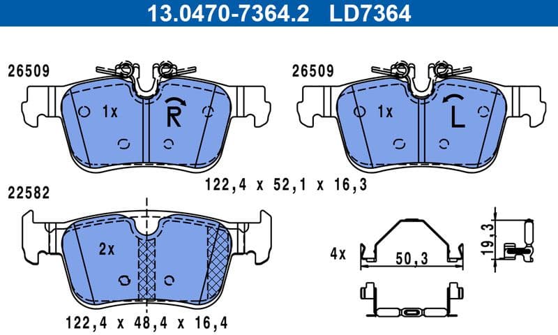 Brake Pad Set, disc brake ATE Ceramic 13.0470-7364.2 - image 2