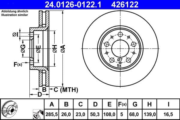 Brake Disc 24.0126-0122.1 - image 2