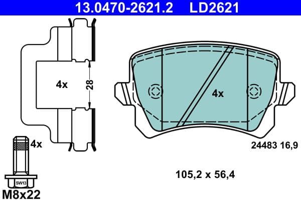 Brake Pad Set, disc brake ATE Ceramic 13047026212 - image 2