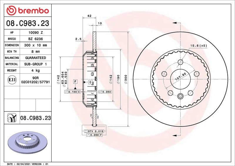 Brake discs kit rear, (2pcs), Top Quality 08.C983.23 - image 2