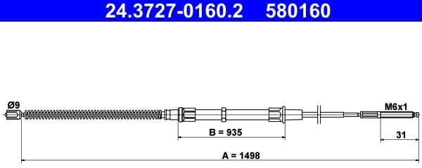 Cable Pull, parking brake 24.3727-0160.2 - image 2