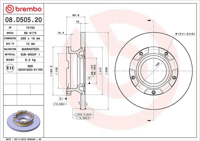 Brake discs kit rear, (2pcs), Top Quality 08.D505.20 - image 3