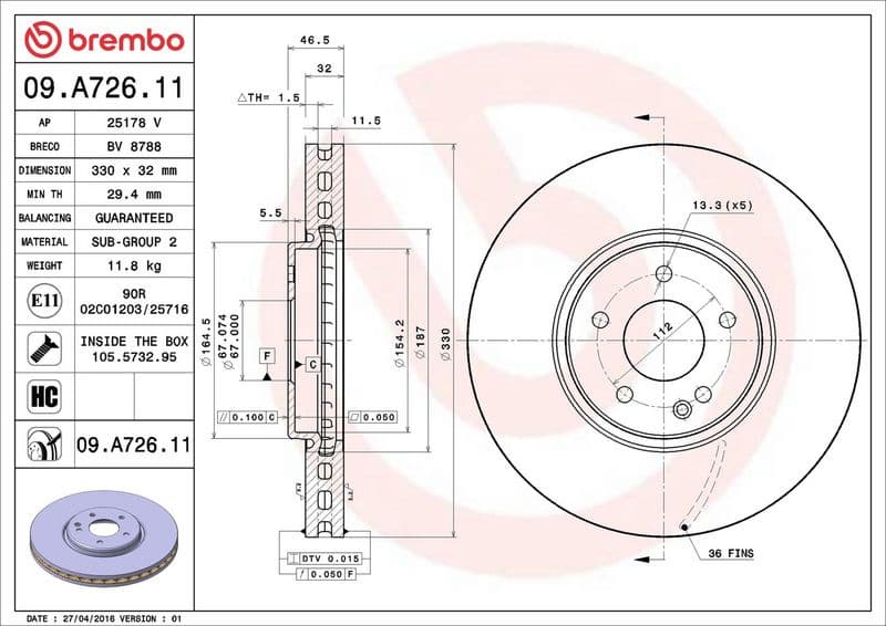 Brake Disc PRIME LINE - UV Coated 09.A726.11 - image 3