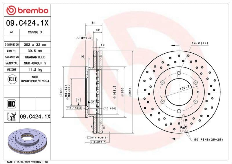 Brake Disc XTRA LINE - Xtra 09.C424.1X - image 2