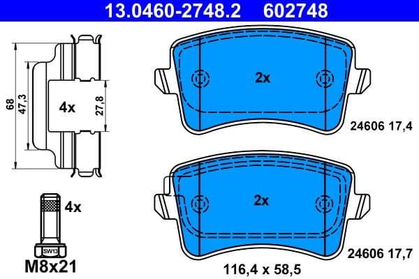 Brake Pad Set, disc brake 13.0460-2748.2 - image 2