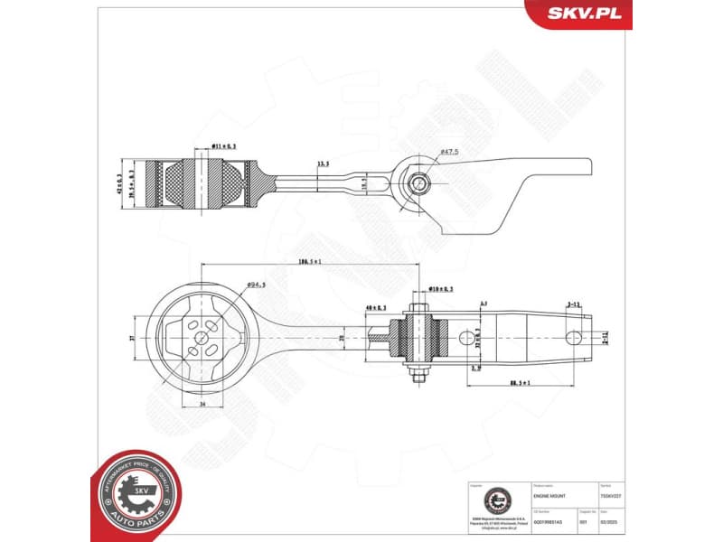 Mounting, engine 75SKV227