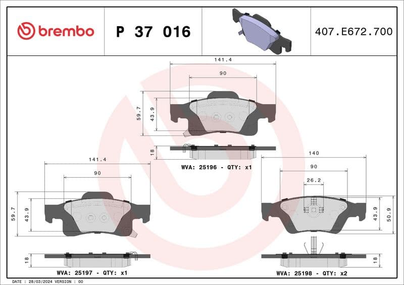 Brake pads rear, Top Quality P37016 - image 3