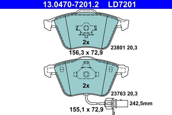 Brake Pad Set, disc brake ATE Ceramic 13.0470-7201.2 - image 2