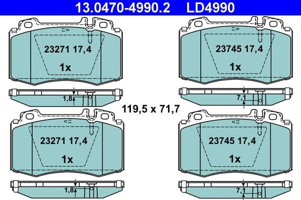 Brake Pad Set, disc brake ATE Ceramic 13.0470-4990.2 - image 2