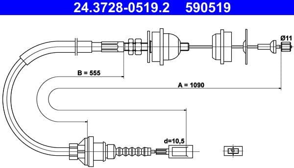 Cable Pull, clutch control 24.3728-0519.2 - image 3