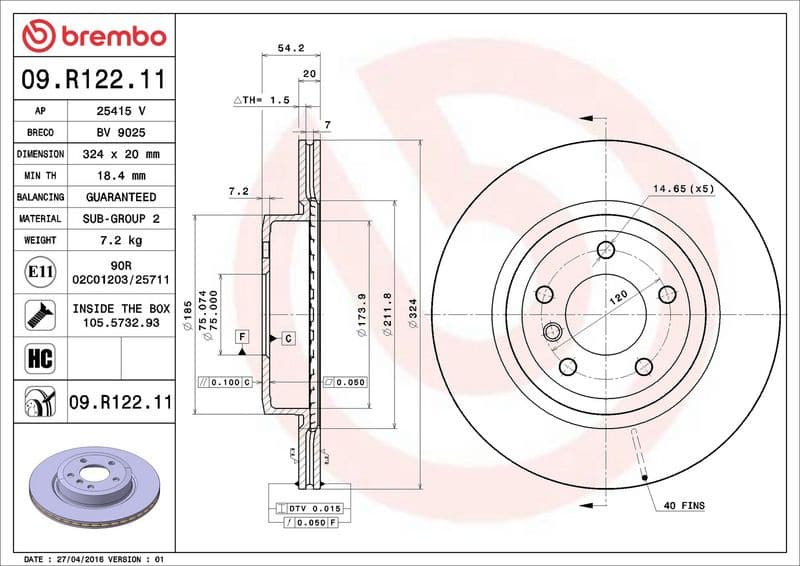 Brake Disc PRIME LINE - UV Coated 09.R122.11 - image 3